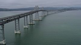 6K aerial stock footage of following the Richmond Bridge across San Francisco Bay, California Aerial Stock Footage | AX0175_0053