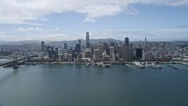 6K aerial stock footage of approaching Downtown San Francisco skyline from San Francisco Bay, California Aerial Stock Footage | AX0175_0110