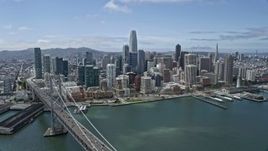 6K aerial stock footage of flying past Downtown San Francisco skyline, California Aerial Stock Footage | AX0175_0111