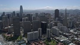 6K aerial stock footage approach and fly over Downtown San Francisco skyscrapers, California Aerial Stock Footage | AX0175_0135