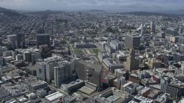 6K aerial stock footage of city hall in Civic Center, San Francisco, California Aerial Stock Footage | AX0175_0137