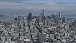 6K aerial stock footage of Downtown San Francisco skyline seen from Pacific Heights, California Aerial Stock Footage | AX0175_0141
