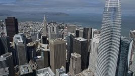 6K aerial stock footage of flying over Downtown San Francisco toward North Beach piers, California Aerial Stock Footage | AX0175_0150