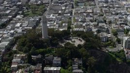 6K aerial stock footage of orbiting Coit Tower in North Beach, San Francisco, California Aerial Stock Footage | AX0175_0151