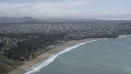 6K aerial stock footage of the Outer Richmond District seen from Baker Beach, San Francisco, California Aerial Stock Footage | AX0175_0179