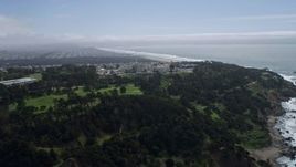6K aerial stock footage of approaching a hospital overlooking the ocean, Seacliff, San Francisco, California Aerial Stock Footage | AX0175_0180