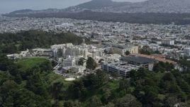 6K aerial stock footage of orbiting a hospital overlooking the ocean, Seacliff, San Francisco, California Aerial Stock Footage | AX0175_0181