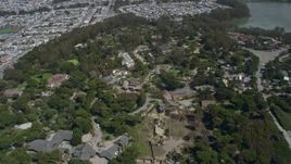 6K aerial stock footage of flying by the zoo in Lakeshore, San Francisco, California Aerial Stock Footage | AX0175_0187