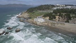 6K aerial stock footage of the Cliff House overlooking Seal Rocks and ocean, San Francisco, California Aerial Stock Footage | AX0175_0192