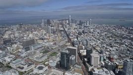 6K aerial stock footage of passing city hall on the way to downtown, San Francisco, California Aerial Stock Footage | AX0175_0199