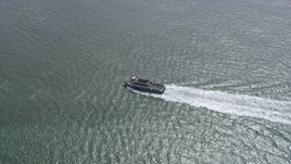 6K aerial stock footage of tracking a ferry sailing on San Francisco Bay, California Aerial Stock Footage | AX0175_0205