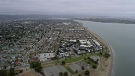 6K aerial stock footage of approaching waterfront neighborhoods in Alameda, California Aerial Stock Footage | AX0175_0218