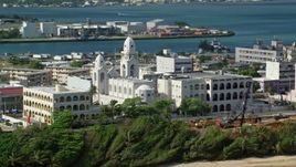 4.8K aerial stock footage of a Cathedral on Caribbean Island, San Juan Puerto Rico Aerial Stock Footage | AX101_008