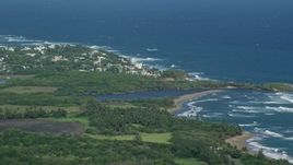 4.8K aerial stock footage of a Resort town along the blue Caribbean coastal waters, Dorado, Puerto Rico Aerial Stock Footage | AX101_031E