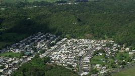 4.8K aerial stock footage Fly over residential neighborhoods and forest, Dorado, Puerto Rico Aerial Stock Footage | AX101_035