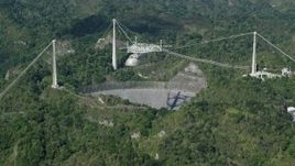 4.8K aerial stock footage revealing Arecibo Observatory among lush green forests, Puerto Rico Aerial Stock Footage | AX101_090E