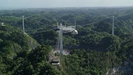 4.8K aerial stock footage Ascending over lush jungle toward Arecibo Observatory, Puerto Rico Aerial Stock Footage | AX101_110E