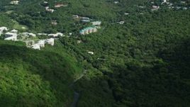 4.8K aerial stock footage of Condominiums on a hillside surrounded by trees, Northside, St Thomas  Aerial Stock Footage | AX102_289