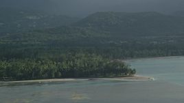 4.8K aerial stock footage of palm trees and beach along Caribbean blue waters, Luquillo, Puerto Rico Aerial Stock Footage | AX103_122E