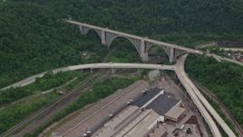 4.8K aerial stock footage of George Westinghouse Bridge, East Pittsburgh, Pennsylvania Aerial Stock Footage | AX105_008