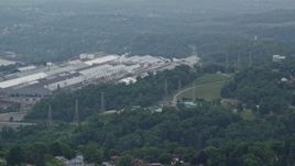 4.8K aerial stock footage of a large factory, West Mifflin, Pennsylvania Aerial Stock Footage | AX105_020