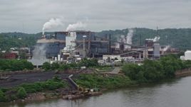 4.8K aerial stock footage of U.S. Steel Mon Valley Works, Braddock, Pennsylvania Aerial Stock Footage | AX105_052