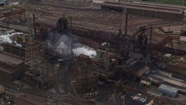 4.8K aerial stock footage orbiting U.S. Steel Mon Valley Works Factory, Braddock, Pennsylvania Aerial Stock Footage | AX105_058E