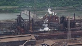 4.8K aerial stock footage of U.S. Steel Mon Valley Works Factory, Braddock, Pennsylvania Aerial Stock Footage | AX105_067E