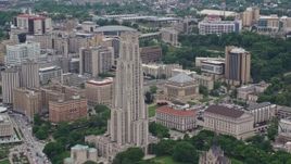 4.8K aerial stock footage approaching University of Pittsburgh, Pennsylvania Aerial Stock Footage | AX105_104E