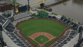 4.8K aerial stock footage orbiting PNC Park Baseball Stadium, Pittsburgh,  Pennsylvania Aerial Stock Footage AX105_123