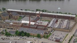 4.8K aerial stock footage orbiting Western State Penitentiary, Pittsburgh, Pennsylvania Aerial Stock Footage | AX105_209E