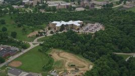 4.8K aerial stock footage revealing Pittsburgh Job Corps Center, Southwest Veterans Center, Pittsburgh, Pennsylvania Aerial Stock Footage | AX105_244E