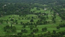 4.8K aerial stock footage of a golf course in Pittsburgh, Pennsylvania Aerial Stock Footage | AX106_005E