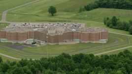 4.8K aerial stock footage orbiting Ohio State Penitentiary, Youngstown, Ohio Aerial Stock Footage | AX106_080
