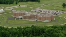 4.8K aerial stock footage orbiting Ohio State Penitentiary, Youngstown, Ohio Aerial Stock Footage | AX106_081
