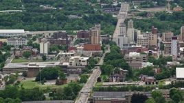 4.8K aerial stock footage of the campus of Youngstown State University, Ohio Aerial Stock Footage | AX106_097E