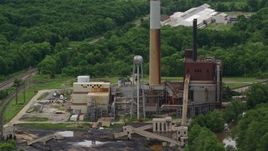 4.8K aerial stock footage of Niles Generating Station Power Plant, Niles, Ohio Aerial Stock Footage | AX106_106E
