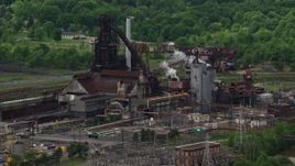 4.8K aerial stock footage of a steel and mining factory in Warren, Ohio Aerial Stock Footage | AX106_113E
