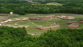 4.8K aerial stock footage of Trumbull Correctional Institute Prison Complex in Leavittsburg, Ohio Aerial Stock Footage | AX106_124E