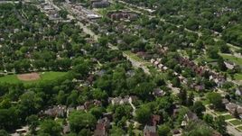 4.8K aerial stock footage flying over suburban residential Neighborhoods, Cleveland, Ohio Aerial Stock Footage | AX106_187E