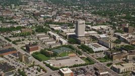 4.8K aerial stock footage of the campus of Cleveland State University in Cleveland, Ohio Aerial Stock Footage | AX106_253E