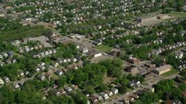 4.8K aerial stock footage flying over residential neighborhoods, Cleveland, Ohio Aerial Stock Footage | AX107_051