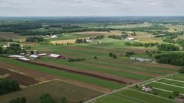 4.8K aerial stock footage of farms and farmland, Newton Falls, Ohio Aerial Stock Footage | AX107_095