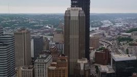 4.8K aerial stock footage passing by skyscrapers, Downtown Pittsburgh, Pennsylvania Aerial Stock Footage | AX107_175E