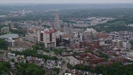 4.8K aerial stock footage of the University of Pittsburgh and Cathedral of Learning, Pennsylvania Aerial Stock Footage | AX107_180