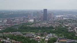 4.8K aerial stock footage of Downtown Pittsburgh skyline, Pennsylvania Aerial Stock Footage | AX107_193