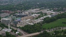4.8K aerial stock footage of Carnegie Mellon University, Pittsburgh, Pennsylvania Aerial Stock Footage | AX107_194