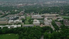 4.8K aerial stock footage flying by Carnegie Mellon University campus, Pittsburgh, Pennsylvania Aerial Stock Footage | AX107_196