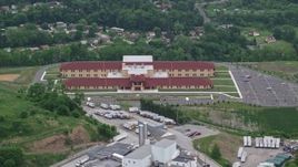 4.8K aerial stock footage orbiting an elementary school, Penn Hills, Pennsylvania Aerial Stock Footage | AX107_208