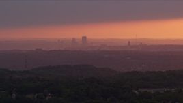 4K aerial stock footage of the Downtown Pittsburgh skyline, Pennsylvania, sunset Aerial Stock Footage | AX108_006E